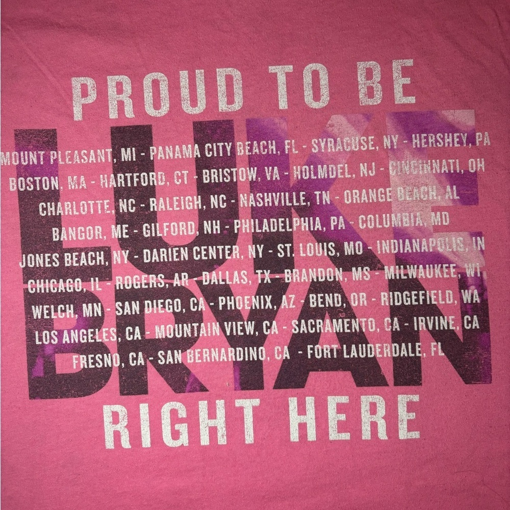 LUKE BRYAN Pink "Proud to Be Right Here" 2021 Tour shirt - Picture 9 of 13